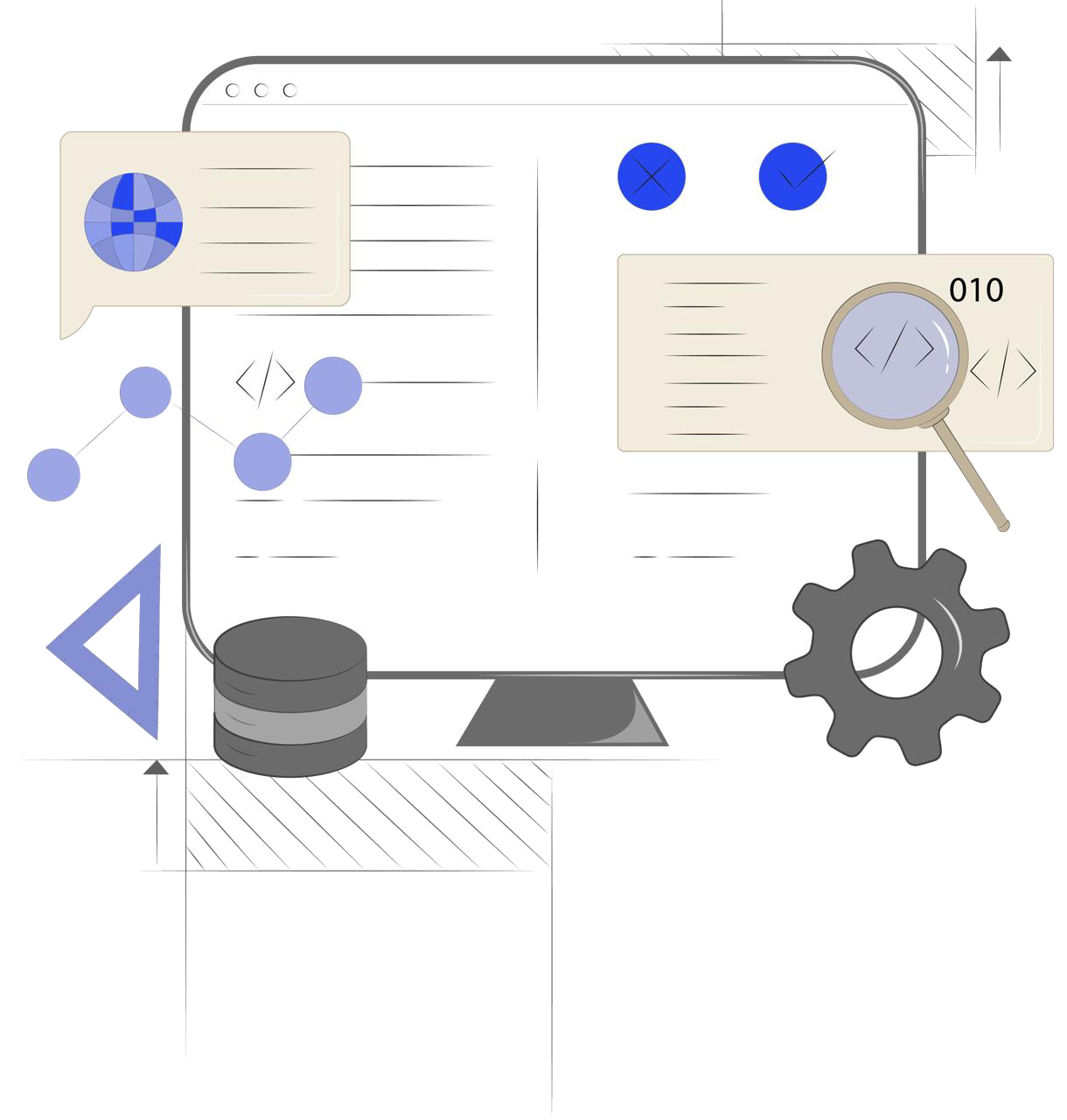 Technical illustration showing complex system architecture and data flow