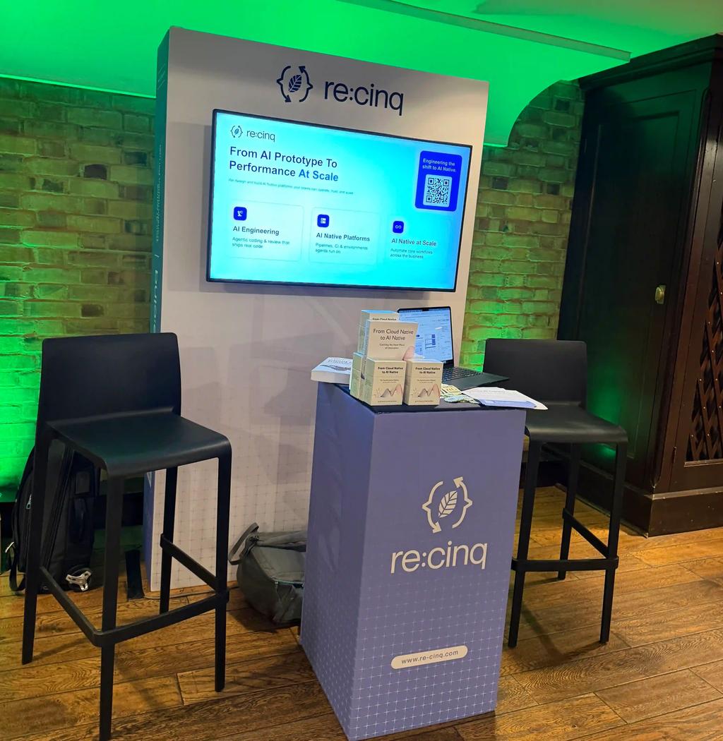 The re:cinq booth at AI Native DevCon London 2026