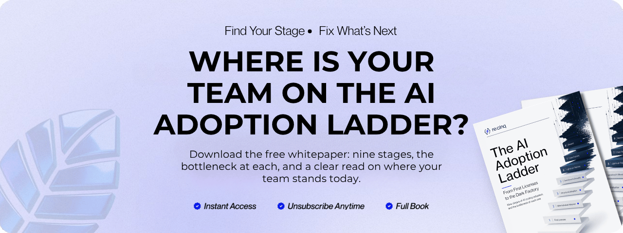 Where is your team on the AI Adoption Ladder? Download the free whitepaper — nine stages, the bottleneck at each, and a clear read on where your team stands today.